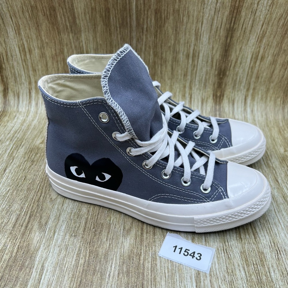 Comme des Garcons Play x Converse High Top Women's 8 Grey Black Heart 171847C - Picture 10 of 10